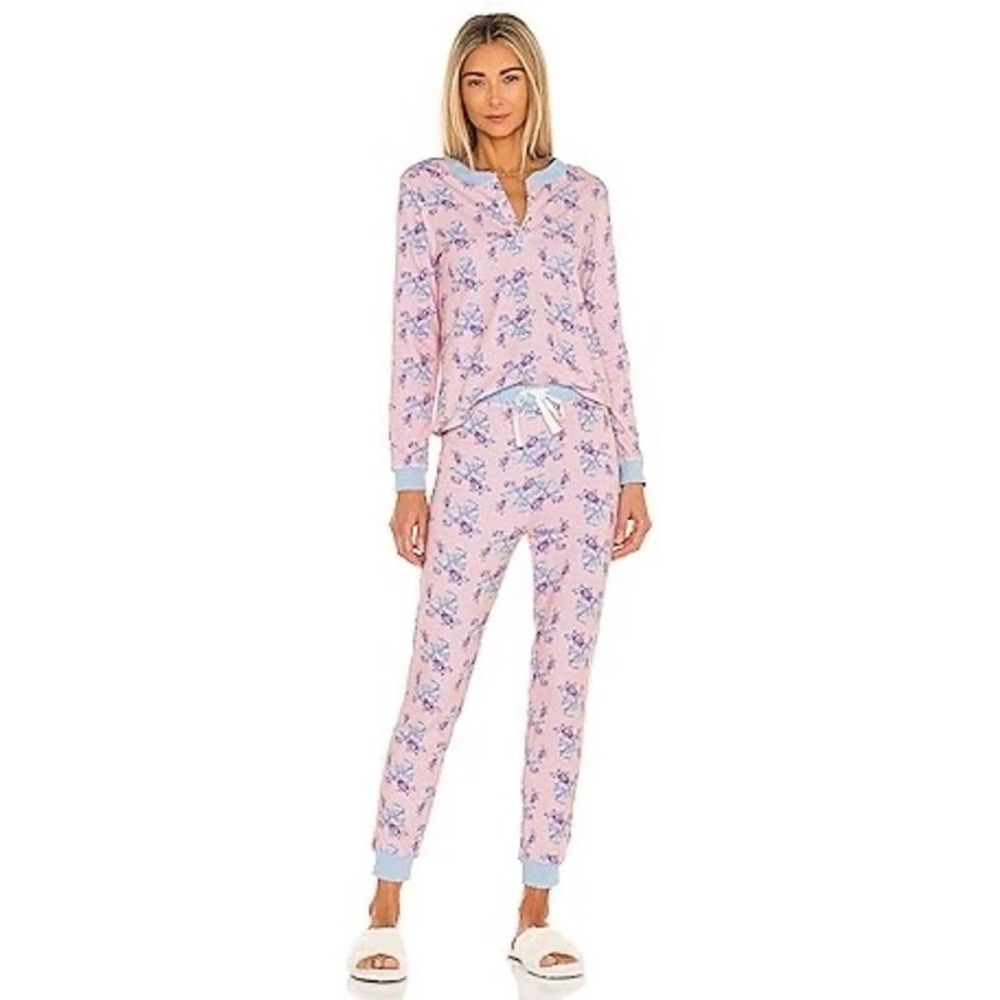 Morgan Lane x LoveShackFancy Kaia Pajama Pant Candy Pink Floral Soft Petite